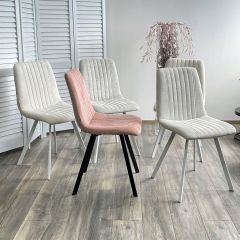 Стул ELVIS WZ2042-18 белая галька фактурный велюр / белый каркас М-City в Можге - mozhga.mebel24.online | фото 2