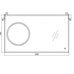 Зеркало Eclipse 120 black с подсветкой Sansa (SE1033Z) в Можге - mozhga.mebel24.online | фото 8