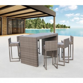Барный комплект плетеной мебели T390GD/Y390G-W78_6Pcs Grey в Можге - mozhga.mebel24.online | фото 1