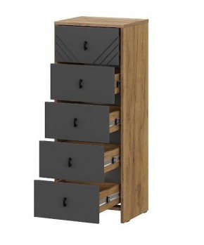 БАЙКАЛ Комод (5 ящиков) Графит/Дуб золотой в Можге - mozhga.mebel24.online | фото 2