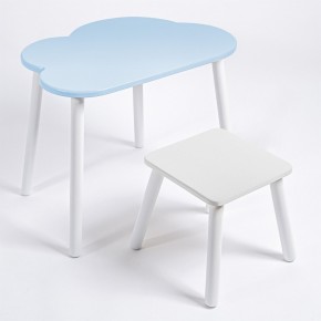 Детский комплект стол ОБЛАЧКО  и табурет Rolti Baby (голубая столешница/белое сиденье/белые ножки) в Можге - mozhga.mebel24.online | фото