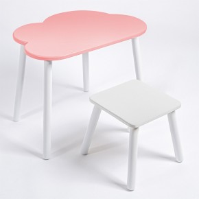 Детский комплект стол ОБЛАЧКО  и табурет Rolti Baby (розовая столешница/белое сиденье/белые ножки) в Можге - mozhga.mebel24.online | фото
