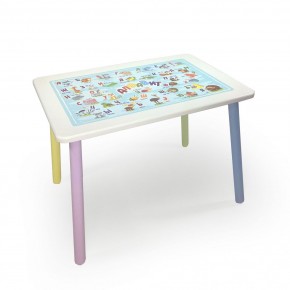 Детский стол с накладкой Алфавит (Белый/Цветной) в Можге - mozhga.mebel24.online | фото