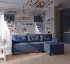 Диван-кровать угловой Киркас синий, ткань рогожка в Можге - mozhga.mebel24.online | фото 2