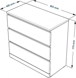 Комод Варма 3 с тремя выдвижными ящиками, цвет белый в Можге - mozhga.mebel24.online | фото 4