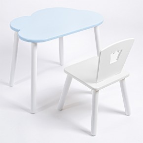 Комплект детский стол ОБЛАЧКО и стул КОРОНА ROLTI Baby (голубая  столешница/белое сиденье/белые ножки) в Можге - mozhga.mebel24.online | фото