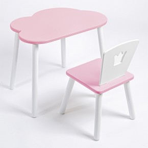 Комплект детский стол ОБЛАЧКО и стул КОРОНА ROLTI Baby (розовая столешница/розовое сиденье/белые ножки) в Можге - mozhga.mebel24.online | фото