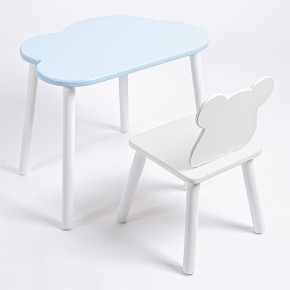 Комплект детский стол ОБЛАЧКО и стул МИШКА ROLTI Baby (голубая столешница/белое сиденье/белые ножки) в Можге - mozhga.mebel24.online | фото