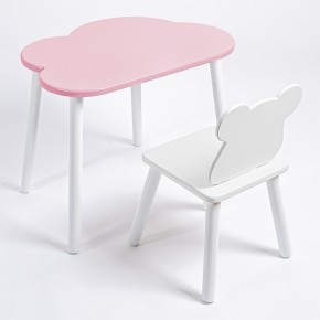 Комплект детский стол ОБЛАЧКО и стул МИШКА ROLTI Baby (розовая столешница/белое сиденье/белые ножки) в Можге - mozhga.mebel24.online | фото