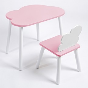 Комплект детский стол ОБЛАЧКО и стул ОБЛАЧКО ROLTI Baby (розовая столешница/розовое сиденье/белые ножки) в Можге - mozhga.mebel24.online | фото