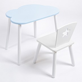 Комплект детский стол ОБЛАЧКО и стул ЗВЕЗДА ROLTI Baby (голубая столешница/белое сиденье/белые ножки) в Можге - mozhga.mebel24.online | фото
