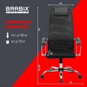 Кресло BRABIX PREMIUM "Ultimate EX-800" хром, плотная двойная сетка Х2, черное, 532911 в Можге - mozhga.mebel24.online | фото 6
