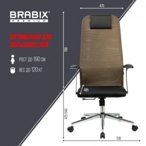 Кресло BRABIX PREMIUM "Ultimate EX-801" хром, плотная двойная сетка Х2, черное/коричневое, 532920 в Можге - mozhga.mebel24.online | фото 6