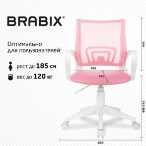 Кресло BRABIX "Fly MG-396W", с подлокотниками, пластик белый, сетка, розовое, 533008 в Можге - mozhga.mebel24.online | фото 5