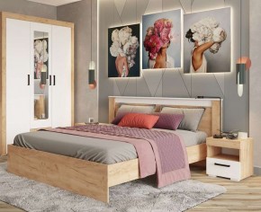 Кровать Адель 1.4 Настил из ДСП 2с дуб крафт золотой/белый в Можге - mozhga.mebel24.online | фото 2