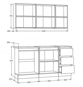 Кухня Хилтон 1.6 м (Белый текстурный/Дуб Вотан) в Можге - mozhga.mebel24.online | фото 3