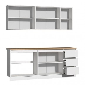 Кухня Хилтон 2.0 м (Белый текстурный/Дуб Вотан) в Можге - mozhga.mebel24.online | фото 2