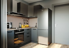 Кухня угловая Антрацит 2200х1000 (Стол. 38мм) в Можге - mozhga.mebel24.online | фото 1