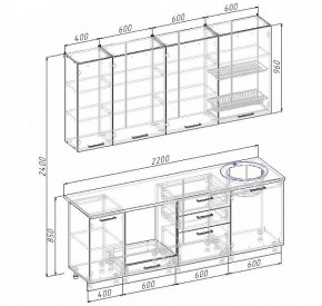 Кухонный гарнитур Антрацит 2200 (Стол. 26мм) в Можге - mozhga.mebel24.online | фото 3