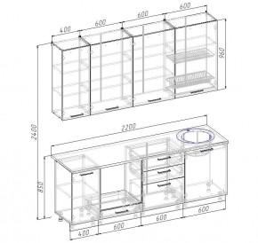 Кухонный гарнитур Графика 2200 (Стол. 38мм) в Можге - mozhga.mebel24.online | фото 2