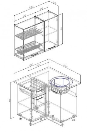 Кухонный гарнитур угловой Лада 1000х1000 (Стол. 38мм) в Можге - mozhga.mebel24.online | фото 2