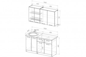 ЛОТОС Кухонный гарнитур Медиум 2 (1400 мм) в Можге - mozhga.mebel24.online | фото 2