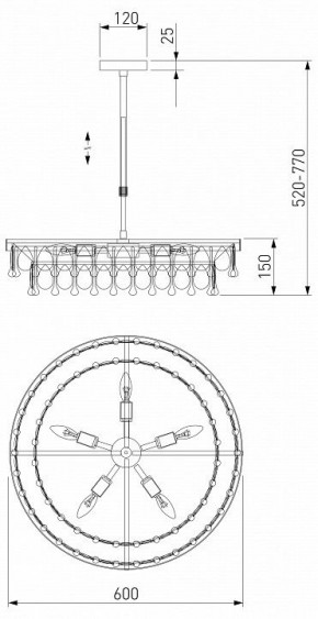 Люстра на штанге Eurosvet Sophie 60165/6 латунь в Можге - mozhga.mebel24.online | фото 3