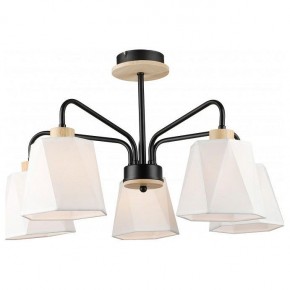 Люстра на штанге Imex MD.5714 MD.5714-5-S-BK+WOOD в Можге - mozhga.mebel24.online | фото