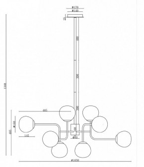 Люстра на штанге Maytoni Erich MOD221-PL-12-G в Можге - mozhga.mebel24.online | фото 3