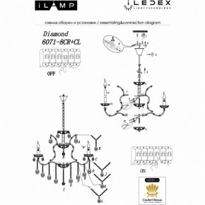Подвесная люстра iLamp Diamond 6071-8 CR+CL в Можге - mozhga.mebel24.online | фото 2