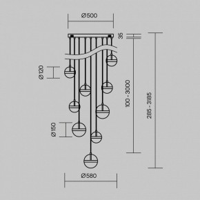 Подвесной светильник Maytoni Area MOD295PL-L120BBS3K в Можге - mozhga.mebel24.online | фото 5