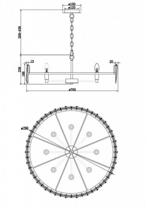 Подвесной светильник Maytoni Puntes MOD043PL-08G в Можге - mozhga.mebel24.online | фото 4