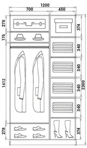 Шкаф-купе ХИТ 23-12-55 (620) в Можге - mozhga.mebel24.online | фото 2