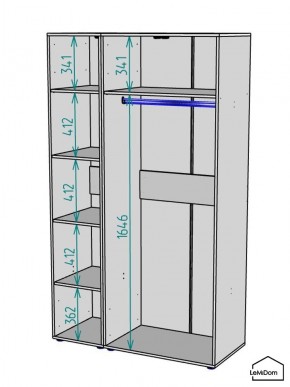 Шкаф Linnea MHR-3-1 2050х1200х510 (Графит-М 11.1.25) в Можге - mozhga.mebel24.online | фото 3