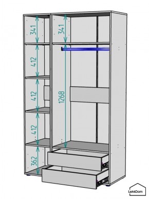 Шкаф Linnea MHR-3PO-2 2050х1200х510 (Белый-М 11.1.2) в Можге - mozhga.mebel24.online | фото 3