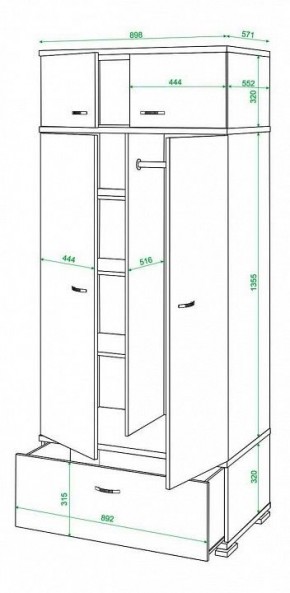 Шкаф платяной Домино КС-20 в Можге - mozhga.mebel24.online | фото 3