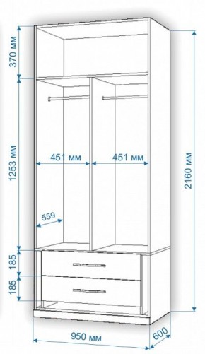 Шкаф платяной Нобиле Пл-95/60 в Можге - mozhga.mebel24.online | фото 2
