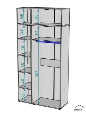 Шкаф с антресолью Linnea MHR-3A-1 2450х1200х510 (Графит-М 11.1.25) в Можге - mozhga.mebel24.online | фото 3