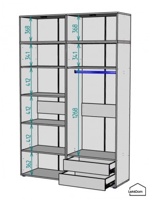 Шкаф с антресолью Linnea MHR-4A-2 2450х1600х510 (Графит-М 11.1.25) в Можге - mozhga.mebel24.online | фото 3