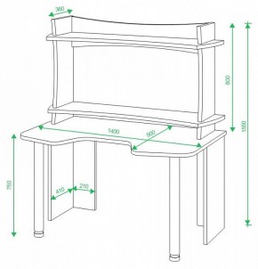 Стол компьютерный Домино lite СКЛ-Игр140 в Можге - mozhga.mebel24.online | фото 2