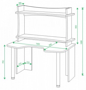 Стол компьютерный Домино Lite СКЛ-Игр140+НКИЛ140ВЛ в Можге - mozhga.mebel24.online | фото 2