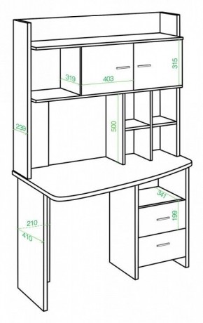 Стол компьютерный Домино Lite СКЛ-Крл120+НКЛХ-120 в Можге - mozhga.mebel24.online | фото 2