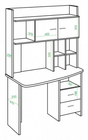 Стол компьютерный Домино Lite СКЛ-Крл120+НКЛХ-120 К ЛЕВ в Можге - mozhga.mebel24.online | фото 2