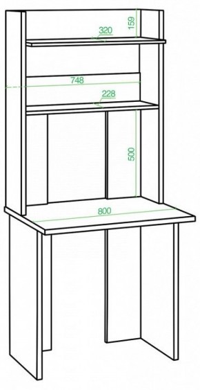 Стол компьютерный Домино Lite СКЛ-Прям80Р+НКЛХ в Можге - mozhga.mebel24.online | фото 2