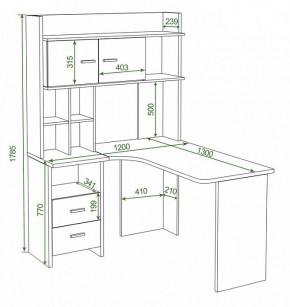 Стол компьютерный Домино Lite СКЛ-Угл130+НКЛХ-120 КШ ЛЕВ в Можге - mozhga.mebel24.online | фото 2