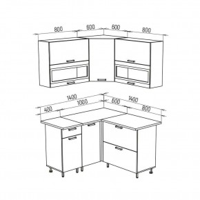 ТЕХНО Кухонный гарнитур угловой 1,4х1,4 м Компоновка №2 в Можге - mozhga.mebel24.online | фото 8