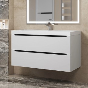 Тумба под раковину Uperwood Tanos 100 см, подвесная, белая/графит в Можге - mozhga.mebel24.online | фото