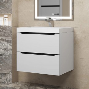 Тумба под раковину Uperwood Tanos 60 см, подвесная, белая/графит в Можге - mozhga.mebel24.online | фото