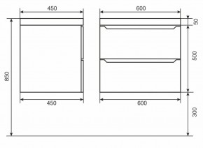 Тумба под раковину Uperwood Tanos 60 см, подвесная, белая/графит в Можге - mozhga.mebel24.online | фото 6