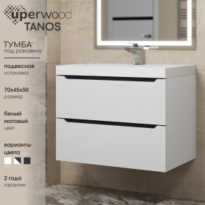 Тумба под раковину Uperwood Tanos 70 см, подвесная, белая/графит в Можге - mozhga.mebel24.online | фото 3